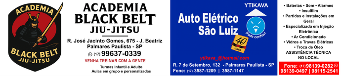 Anúncio de Academia Black Belt Jiu-Jitsu e Auto Elétrico São Luiz