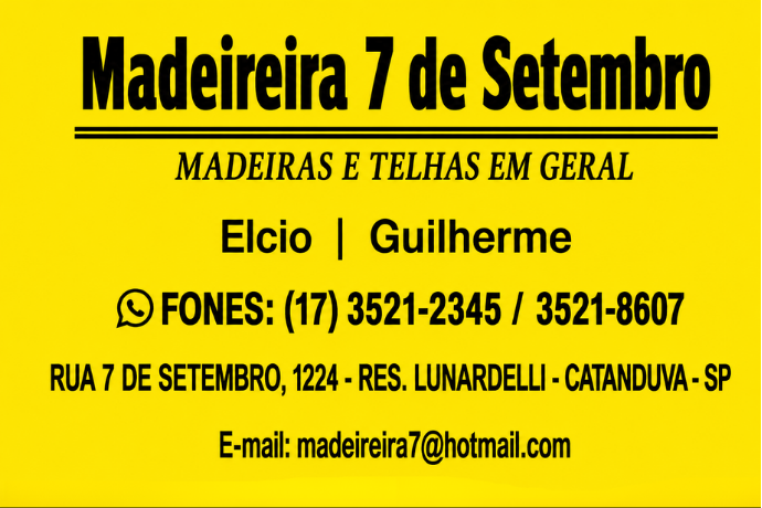 Anúncio de Madeireira 7 de Setembro