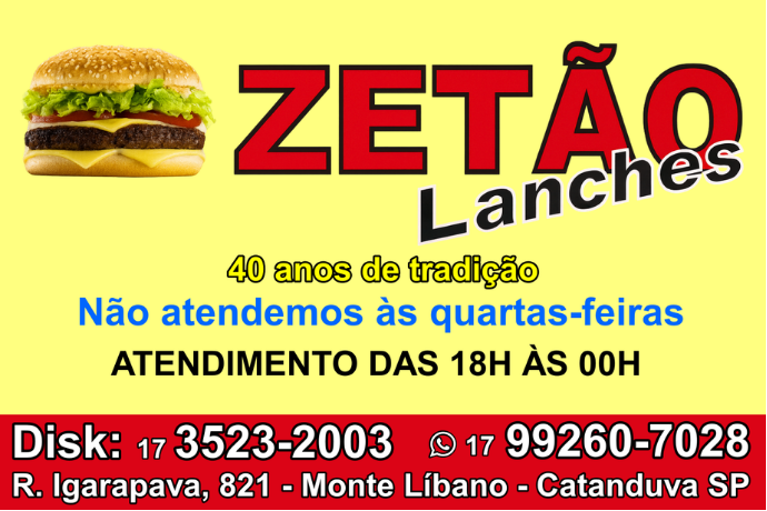 Anúncio de Zetão Lanches