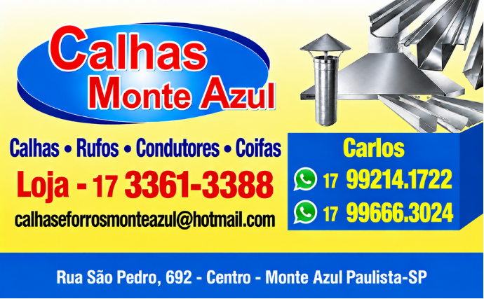 Anúncio de Calhas Monte Azul