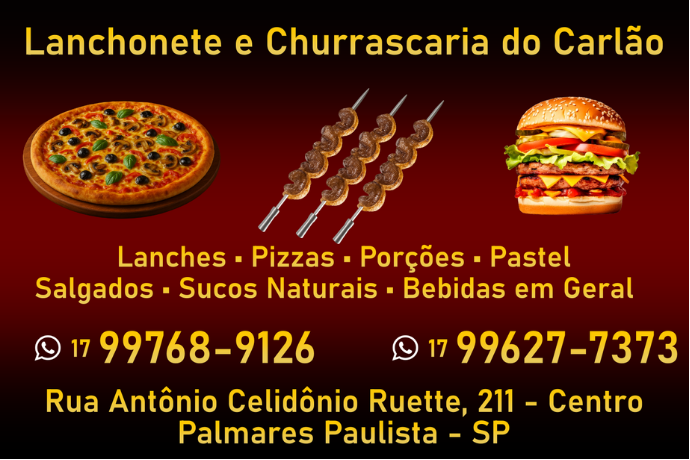 Anúncio de Lanchonete e Churrascaria do Carlão